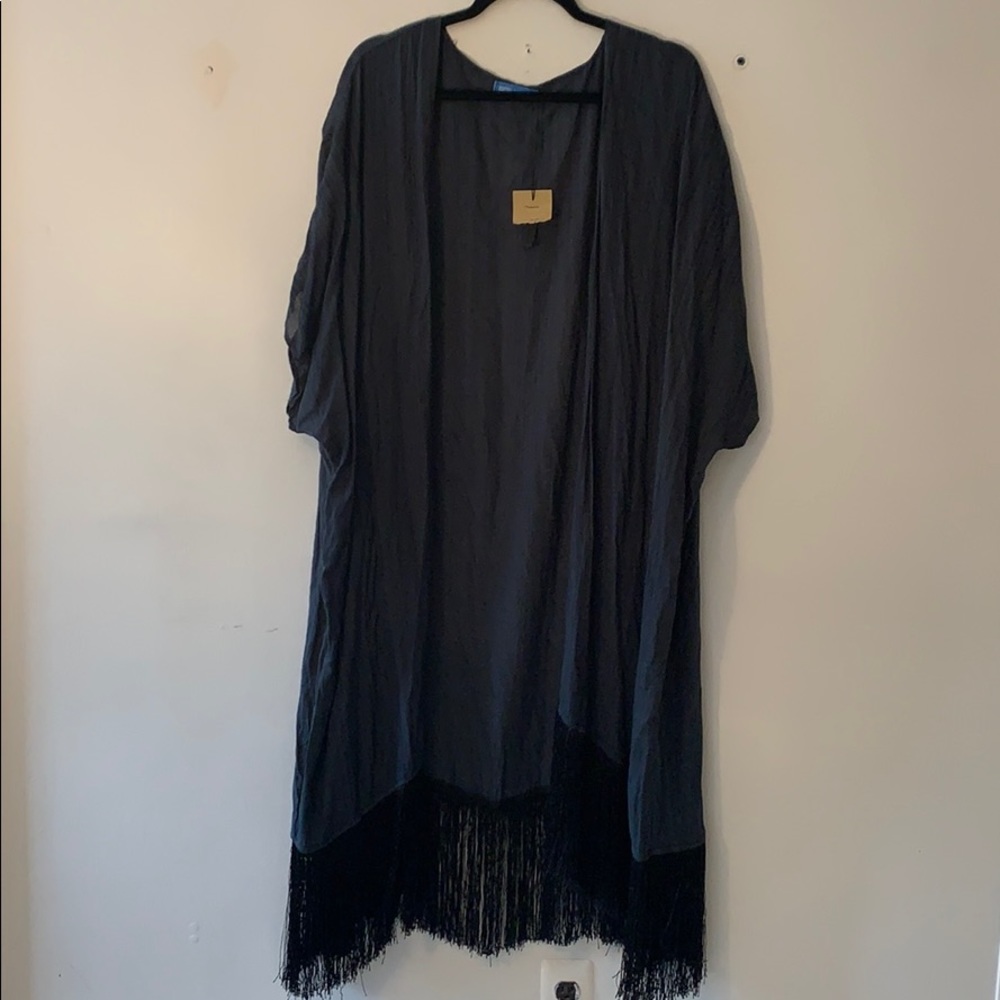 Navy Blue fringe shaw